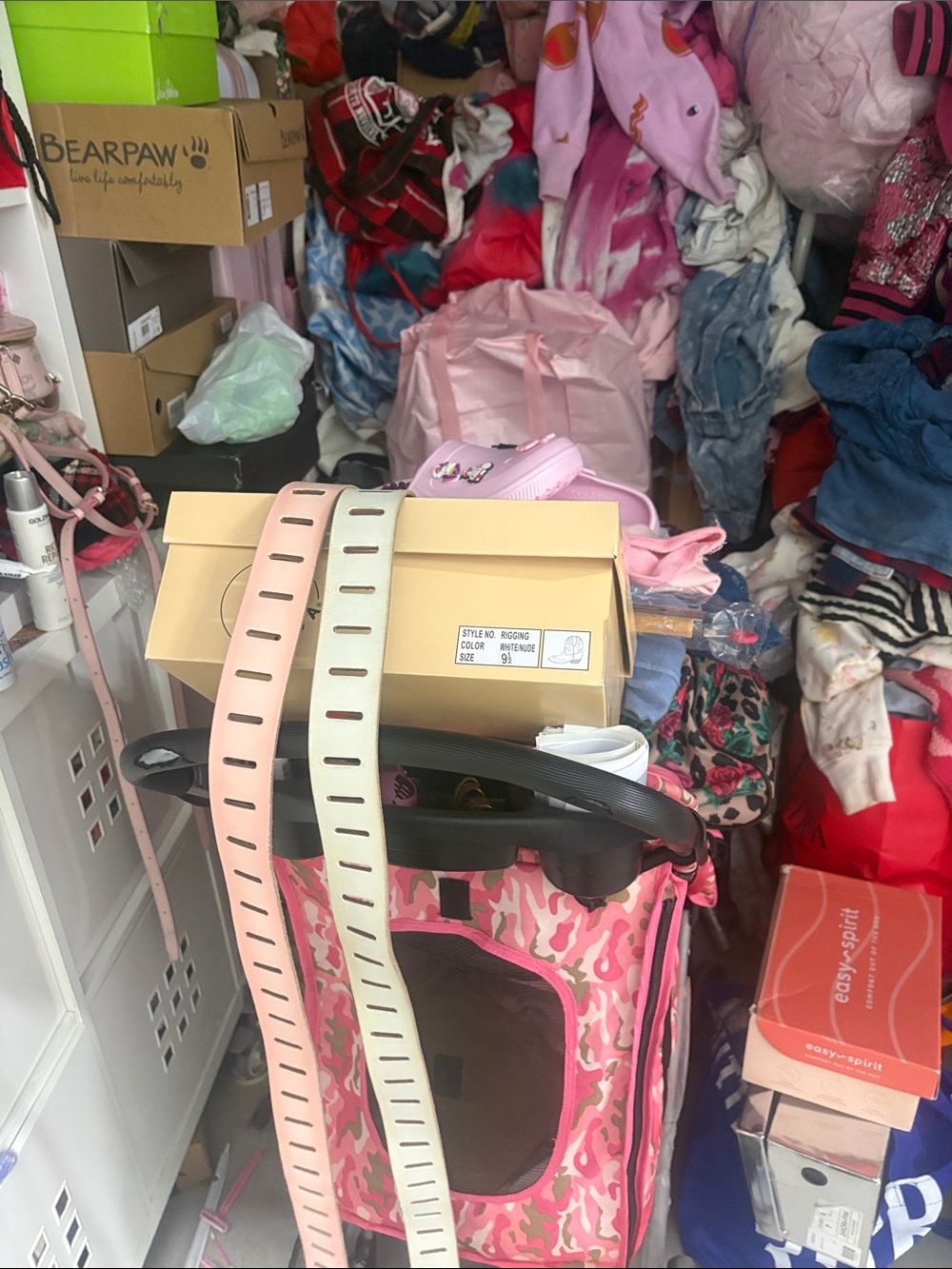 Free People Pink Camouflage Rolling Storage Cart with Straps